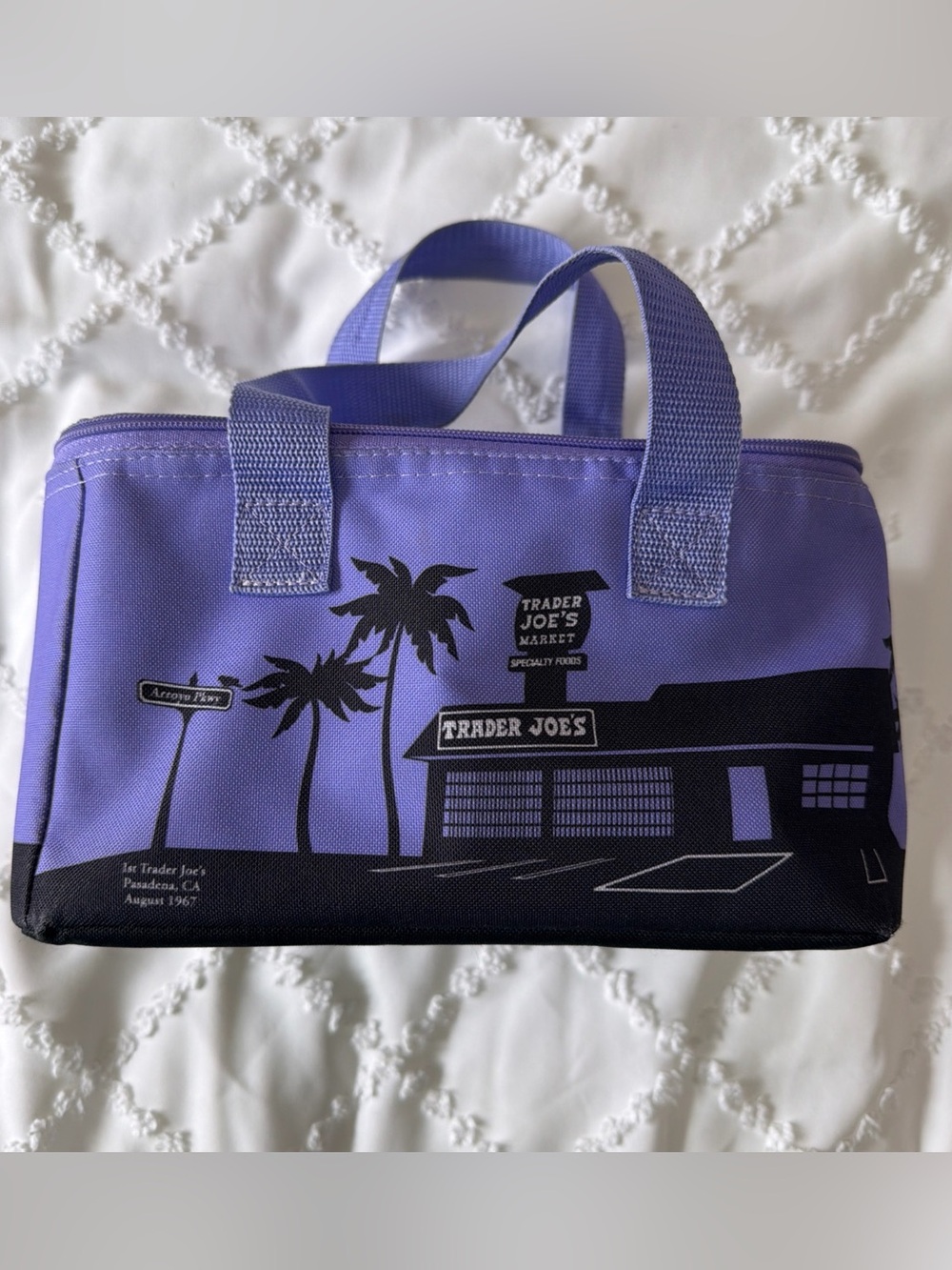 Trader Joe’s Mini Insulated Tote Bag Lavender Ideal For Picnics etc & Lunch Box